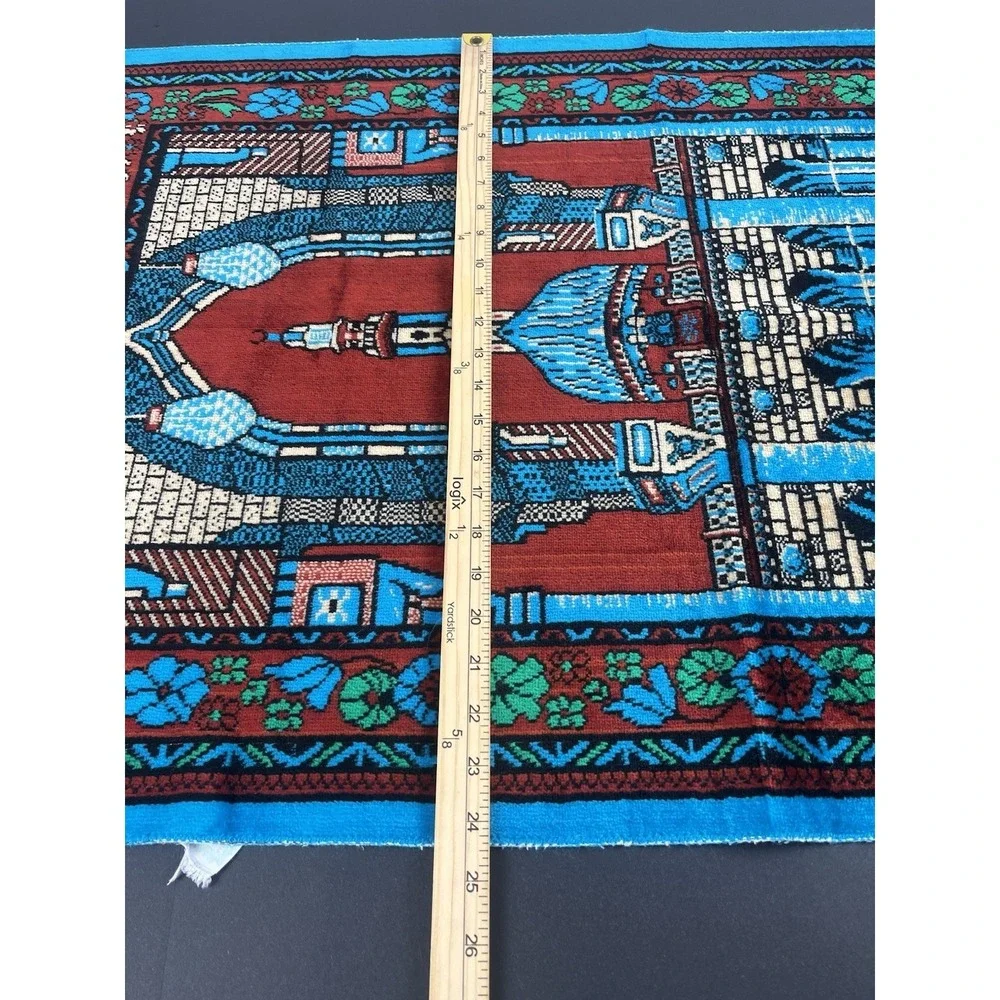 Vintage Muslim Prayer Rug Mat Islamic Blue Made in Saudi Arabia 24.5